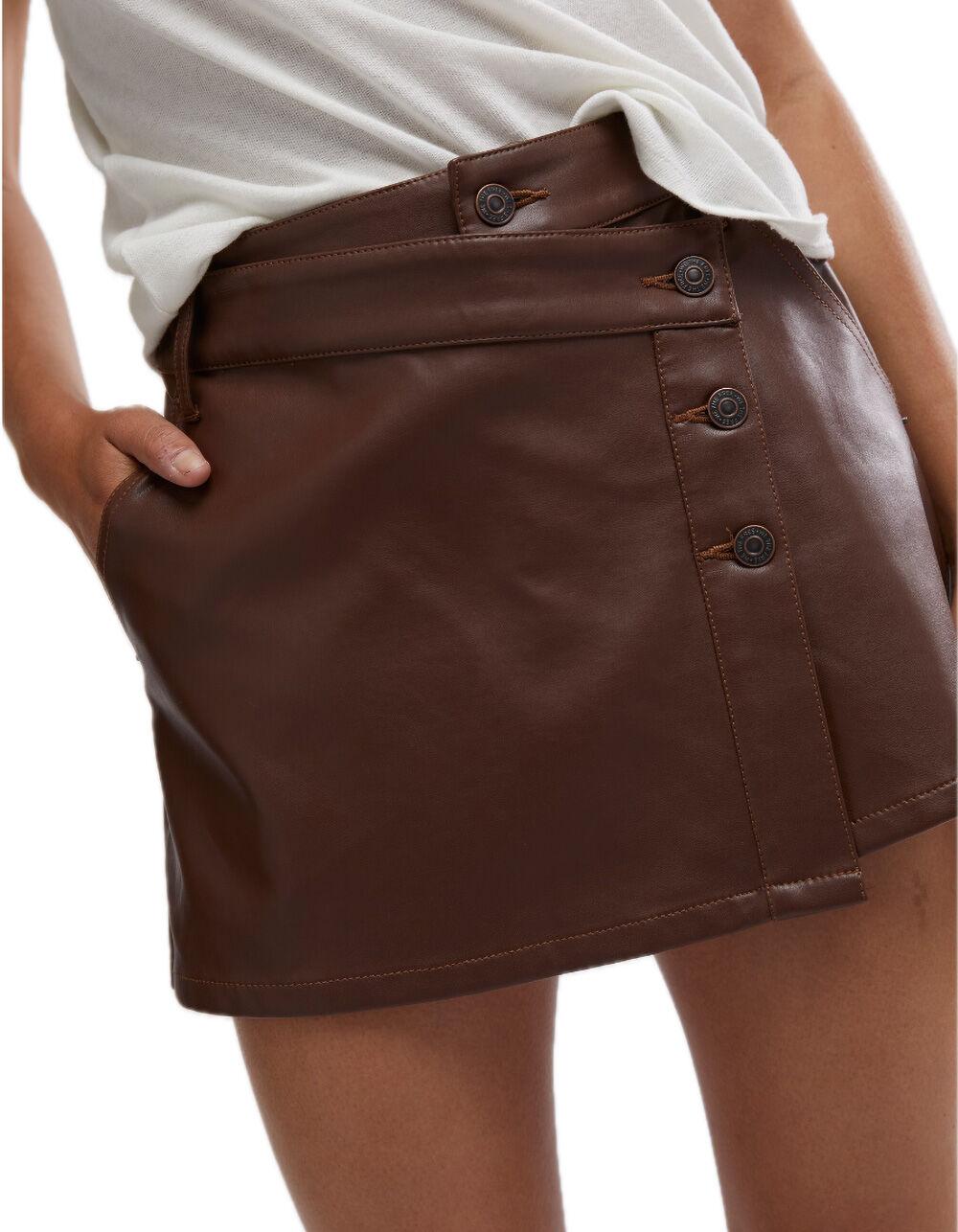 FREE PEOPLE Wynne Womens Vegan Mini Skirt - BROWN Product Image