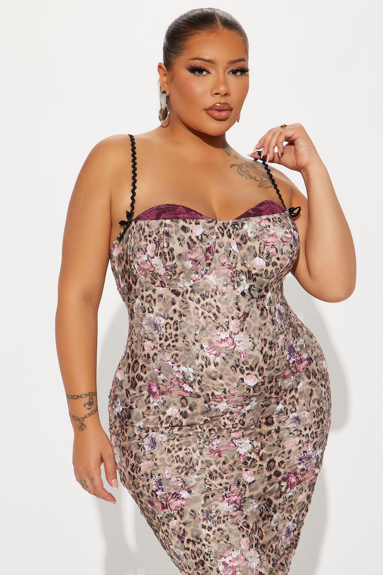 Sassy Lace Midi Dress - Leopard Product Image