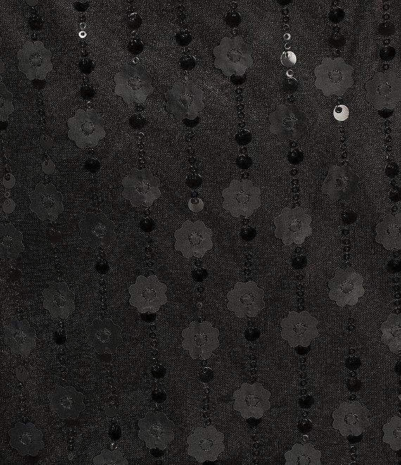 Livia Joie by Le Bos Boat Neck Sleeveless 3D Floral and Sequin Embroidered Sheath Dress Product Image