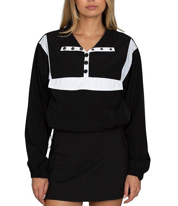 GOLD HINGE AirGlyde™ Button Up Long Sleeve Cropped Windbreaker Product Image