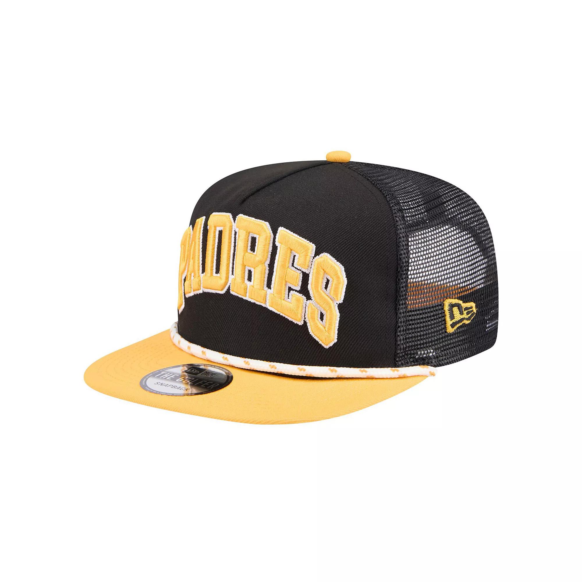 Men's New Era Black San Diego Padres Throwback Meshback Golfer Hat Product Image