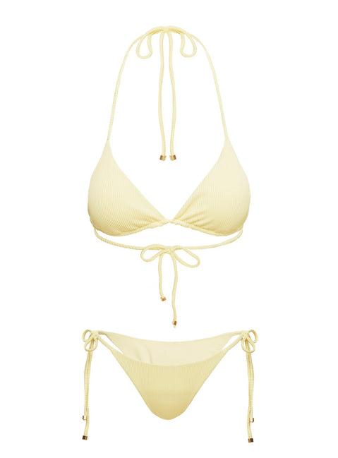 Nevaeh Ribbed Triangle Bikini Top Yellow Product Image