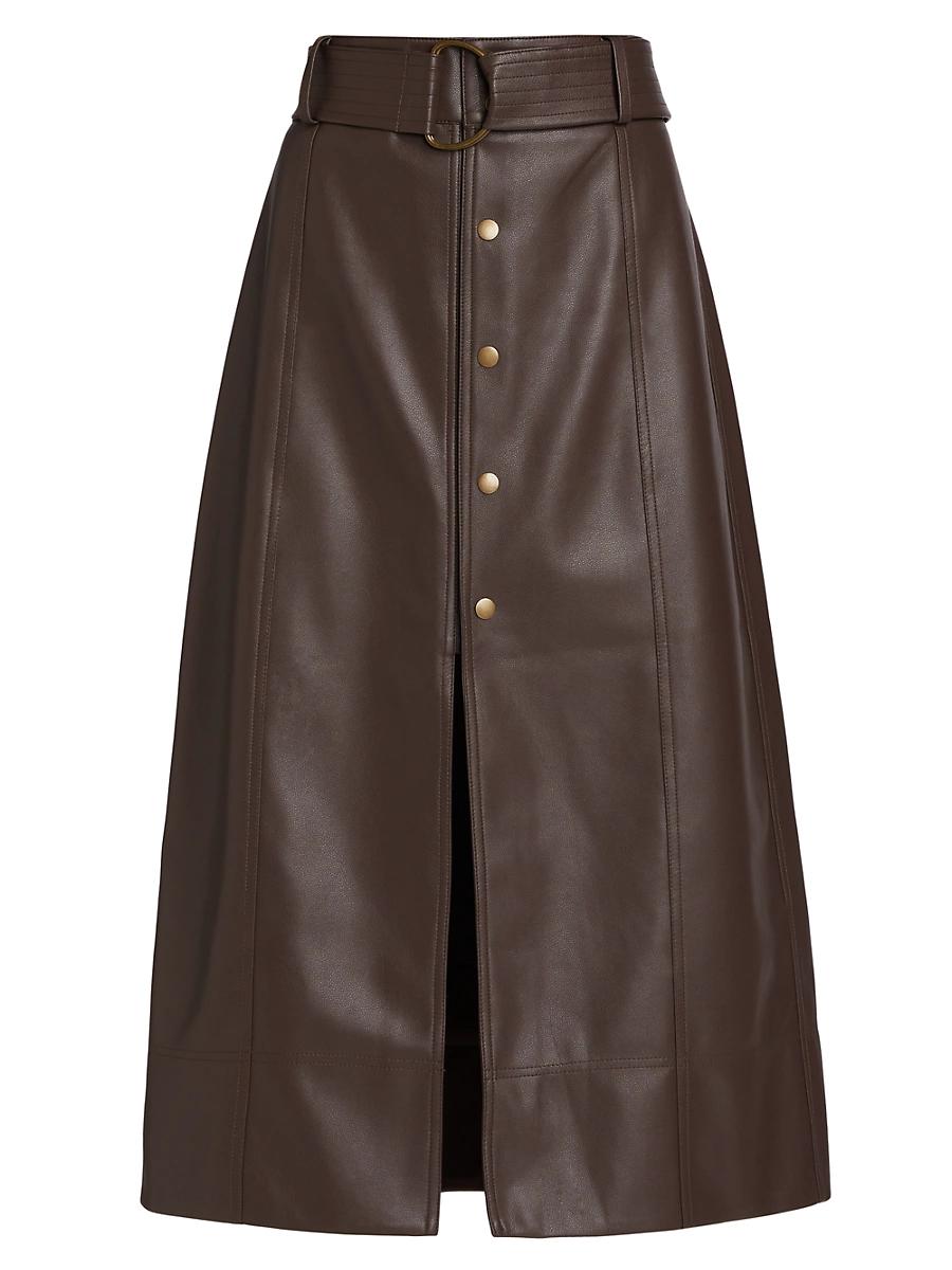 Womens Chelsea Belted Button-Front A-Line Skirt Product Image