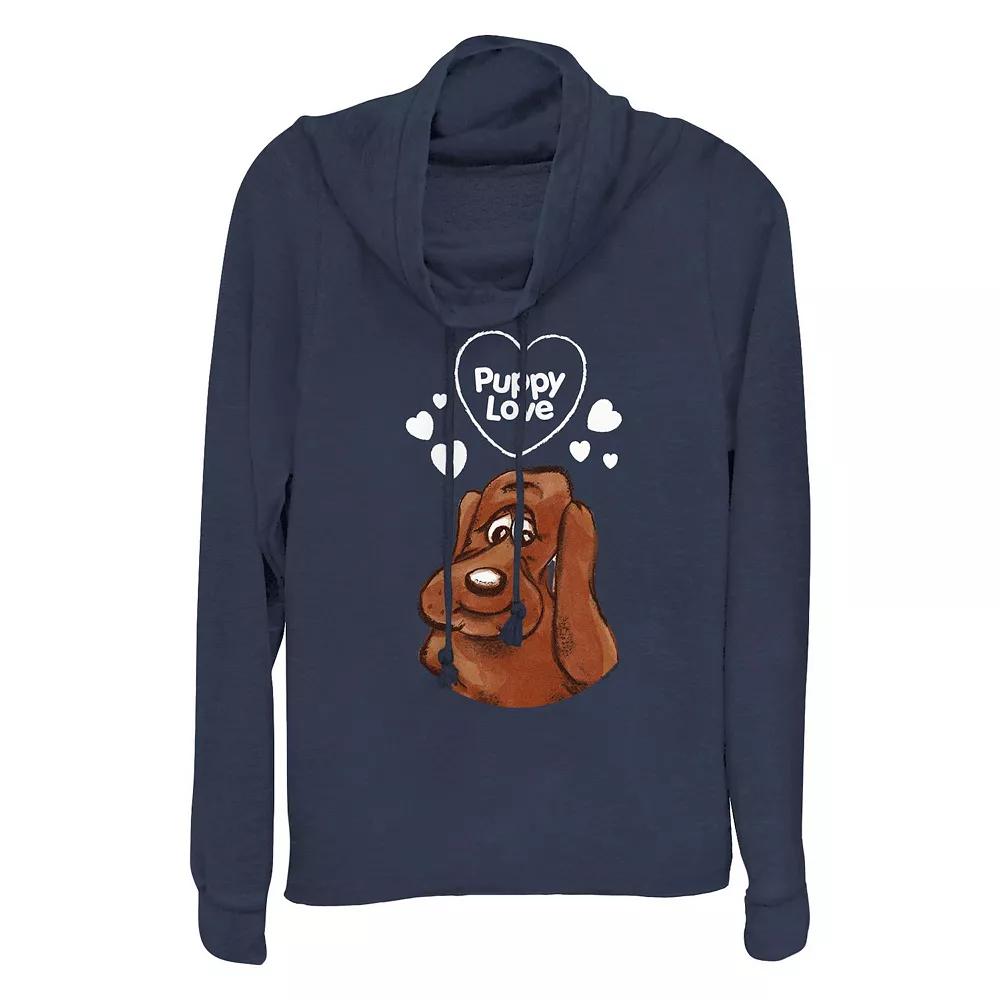 Plus Size Pound Puppies Puppy Love Cowlneck Graphic Lightweight Long Sleeve, Women's, Size: 2XL, Blue Product Image
