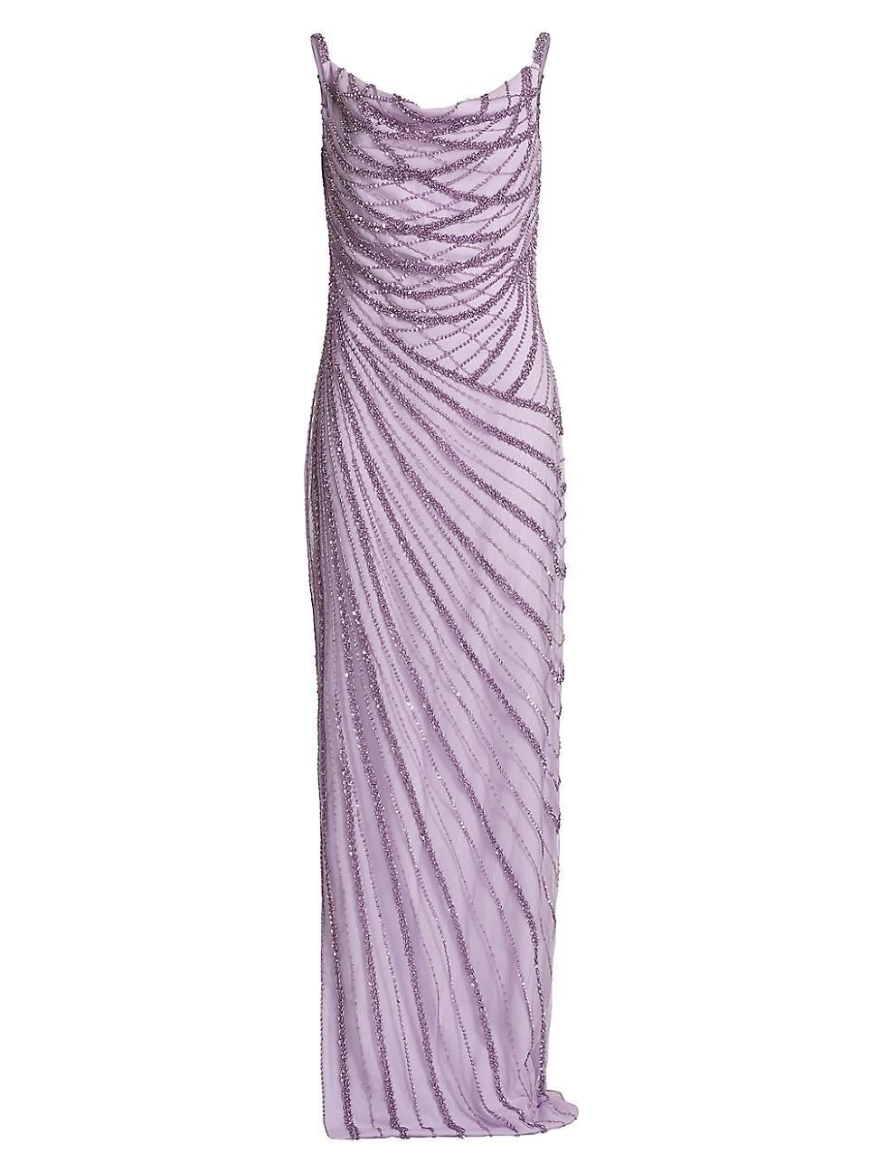 Womens Embroidered Tulle Cowl Gown Product Image