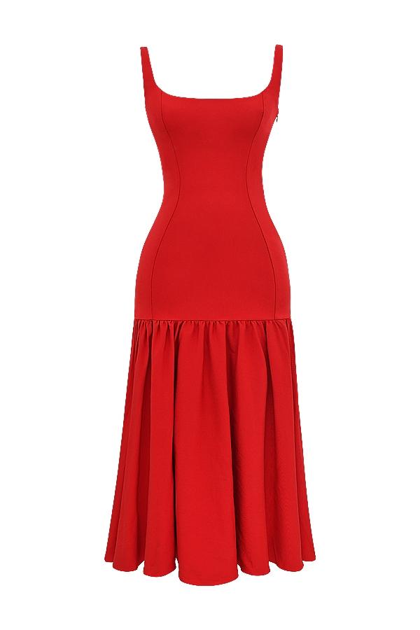 Amore  scarlet dropped waist midi dress Product Image