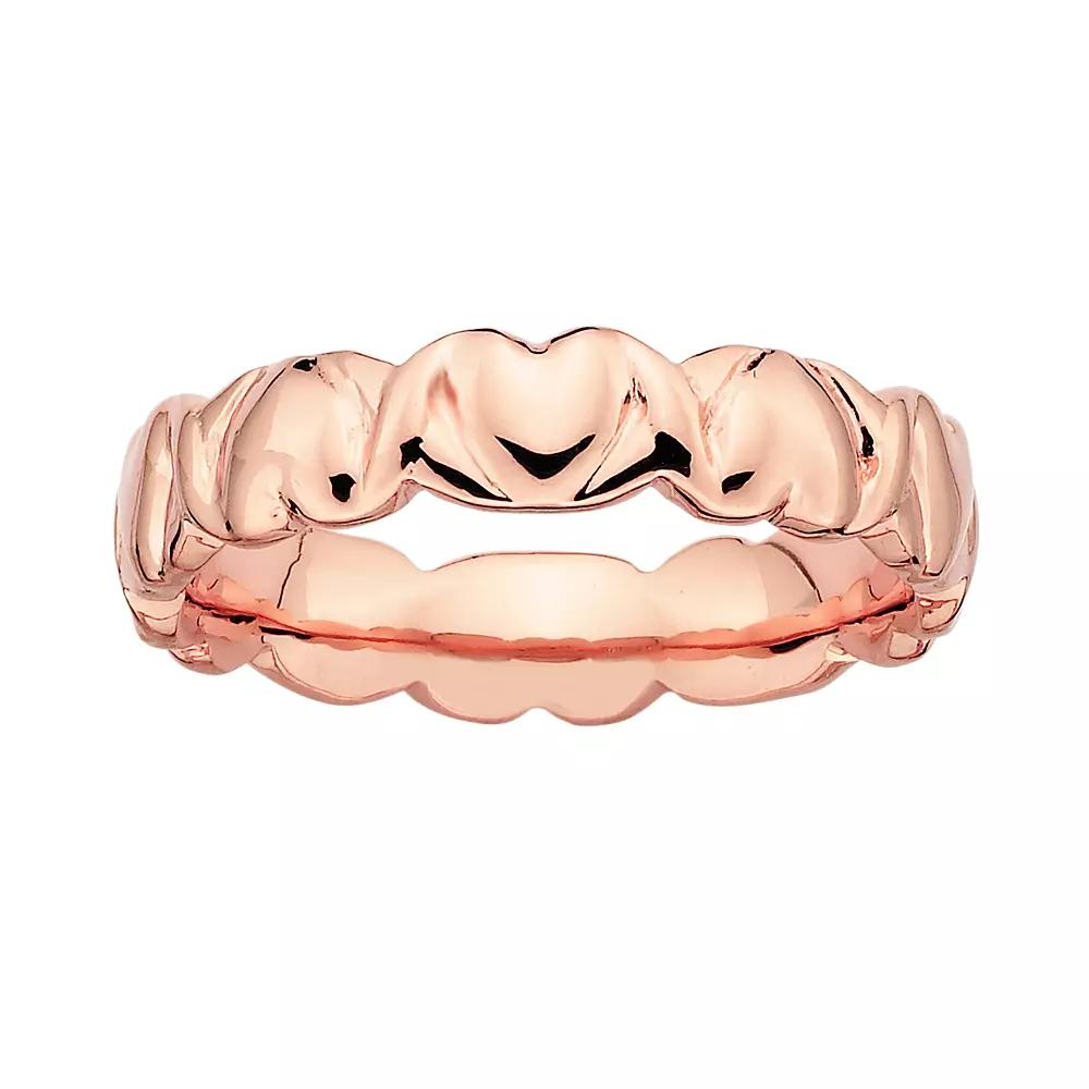 Stacks & Stones 18k Rose Gold Over Silver Heart Stack Ring, Women's, Size: 6, Pink Product Image