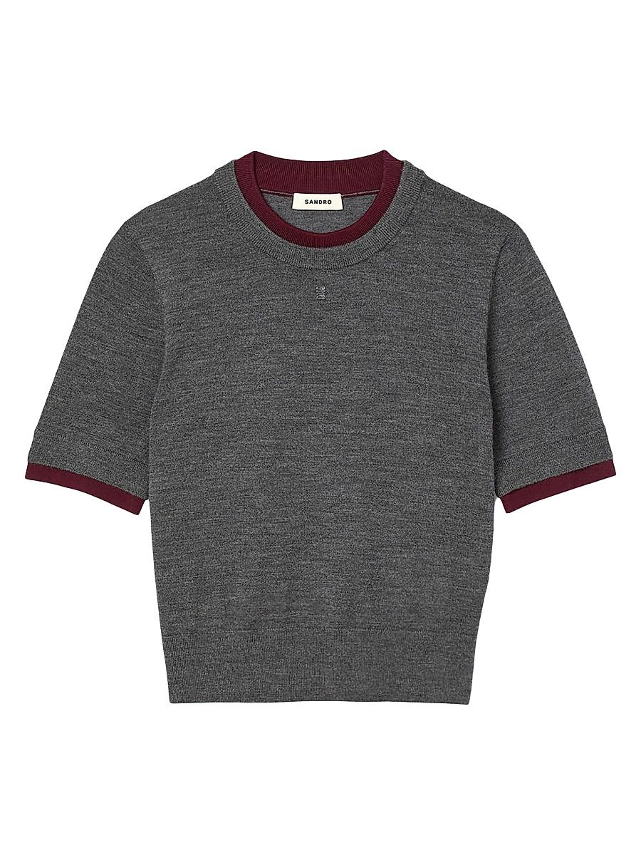 Womens Two Tone Cropped Sweater Product Image