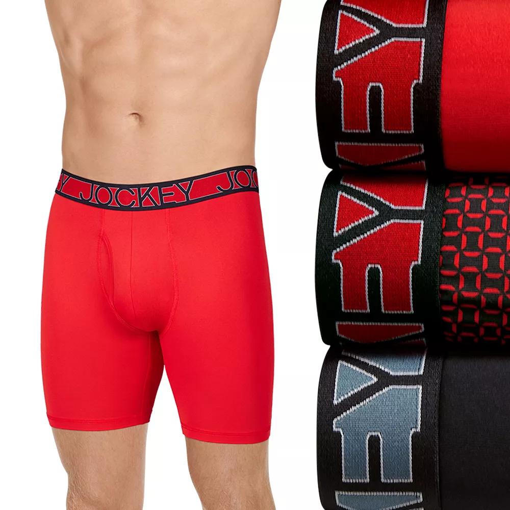 Men's Jockey 3-Pack Active Microfiber 9" Long Leg Boxer Briefs,  Product Image