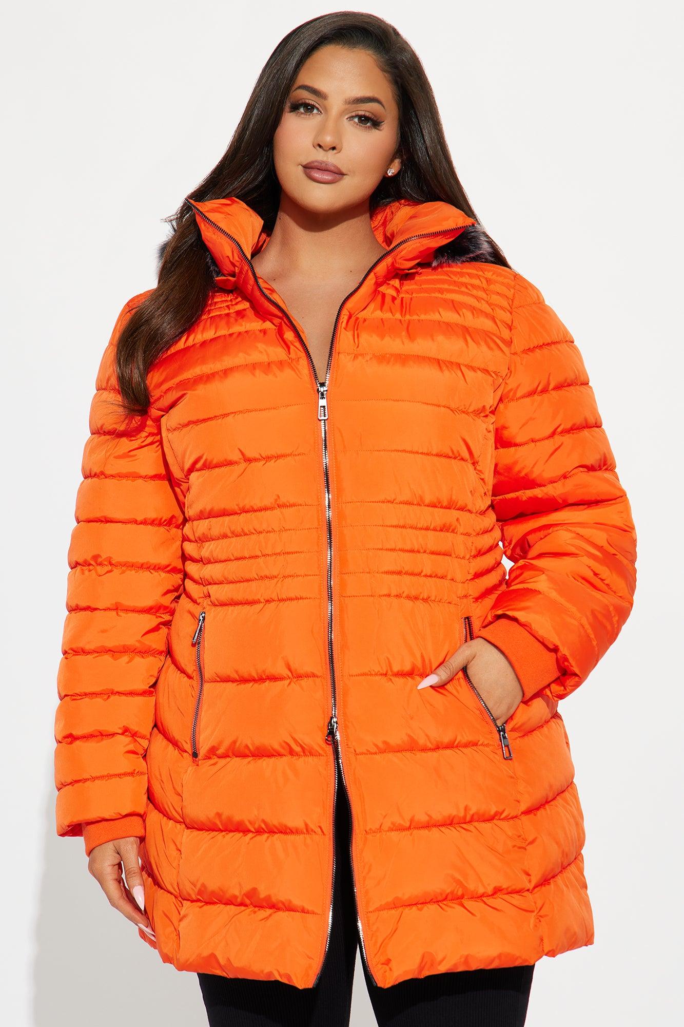 Caught In The Cold Puffer Coat - Orange Product Image