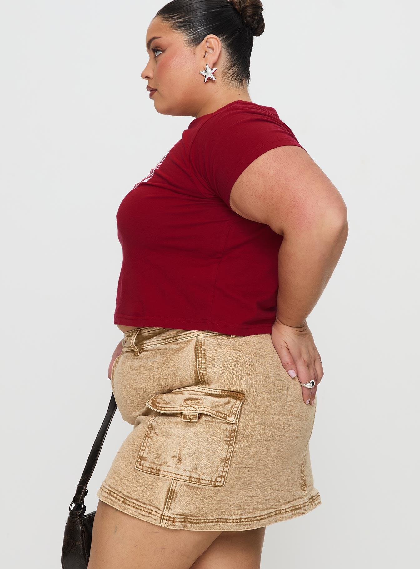 Velveta Low Rise Denim Skirt Camel Curve Product Image