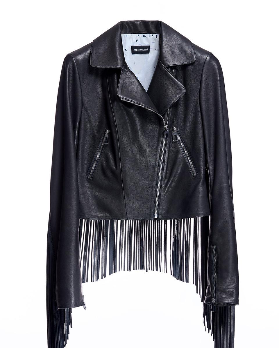Leather Jacket with Fringes Product Image