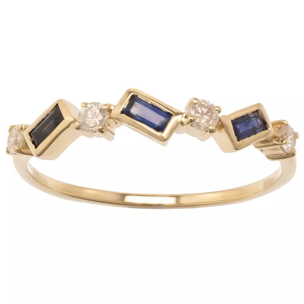 Gemistry 14k Gold Blue Sapphire & White Topaz Ring, Women's, Size: 8 Product Image