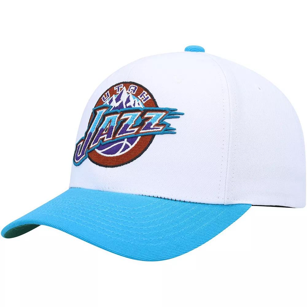 Men's Mitchell & Ness White/Navy Utah Jazz Hardwood Classics Core 2-Tone 2.0 Pro Snapback Hat, Jaz White Product Image
