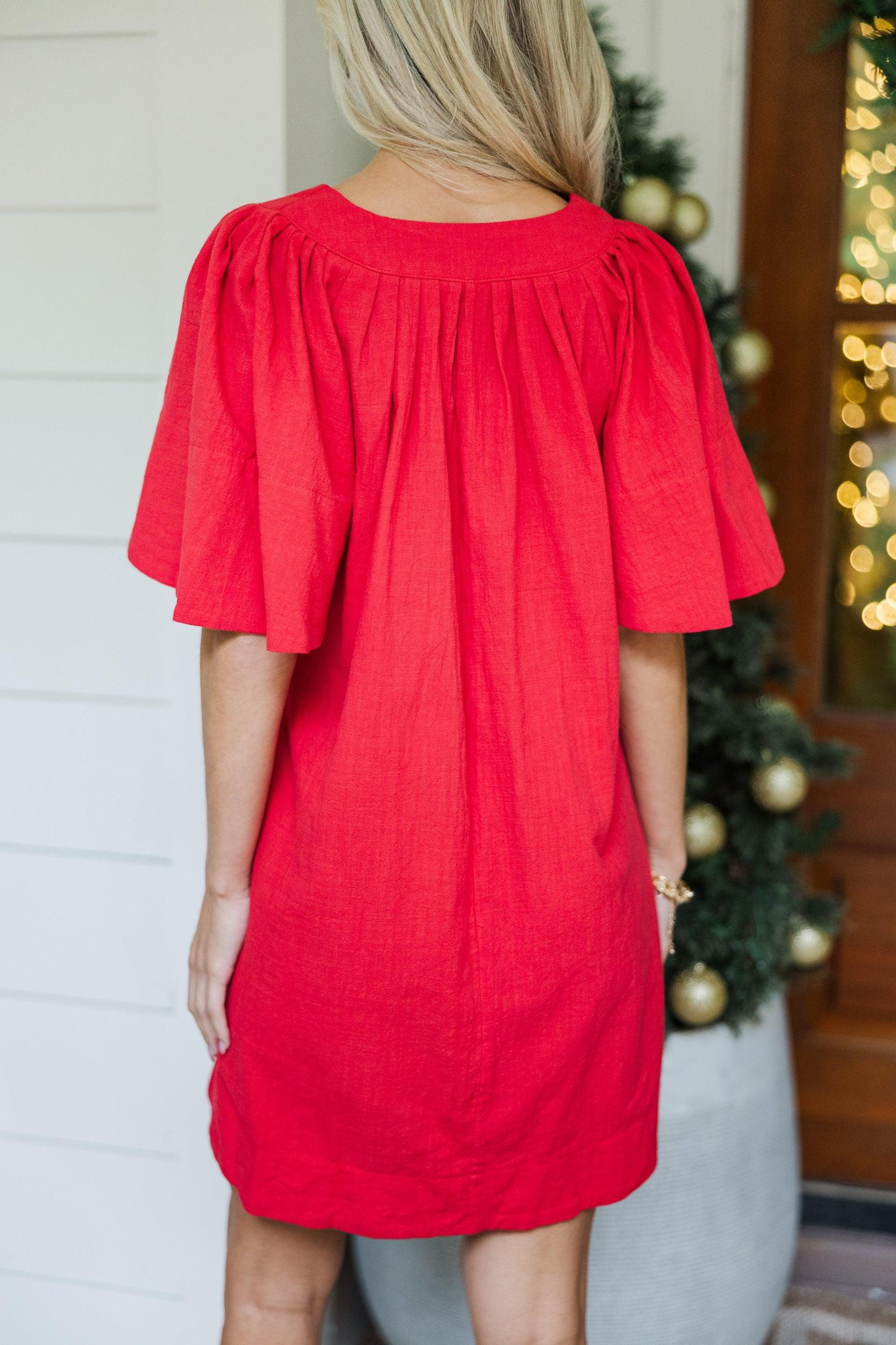 Just A Theory Red Cotton Dress Female Product Image