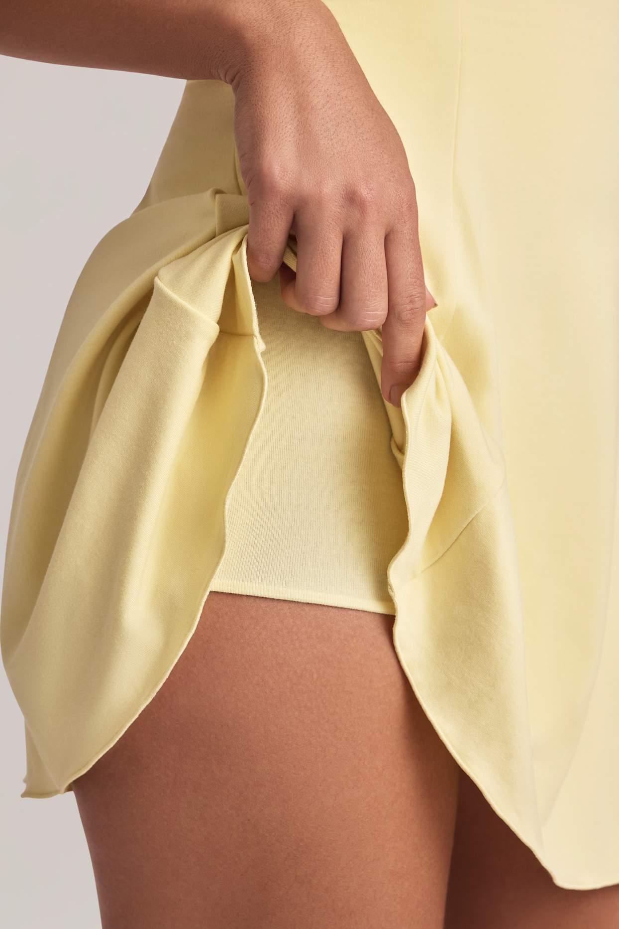 Modal Off-Shoulder A-Line Mini Dress in Lemon Sherbet Product Image