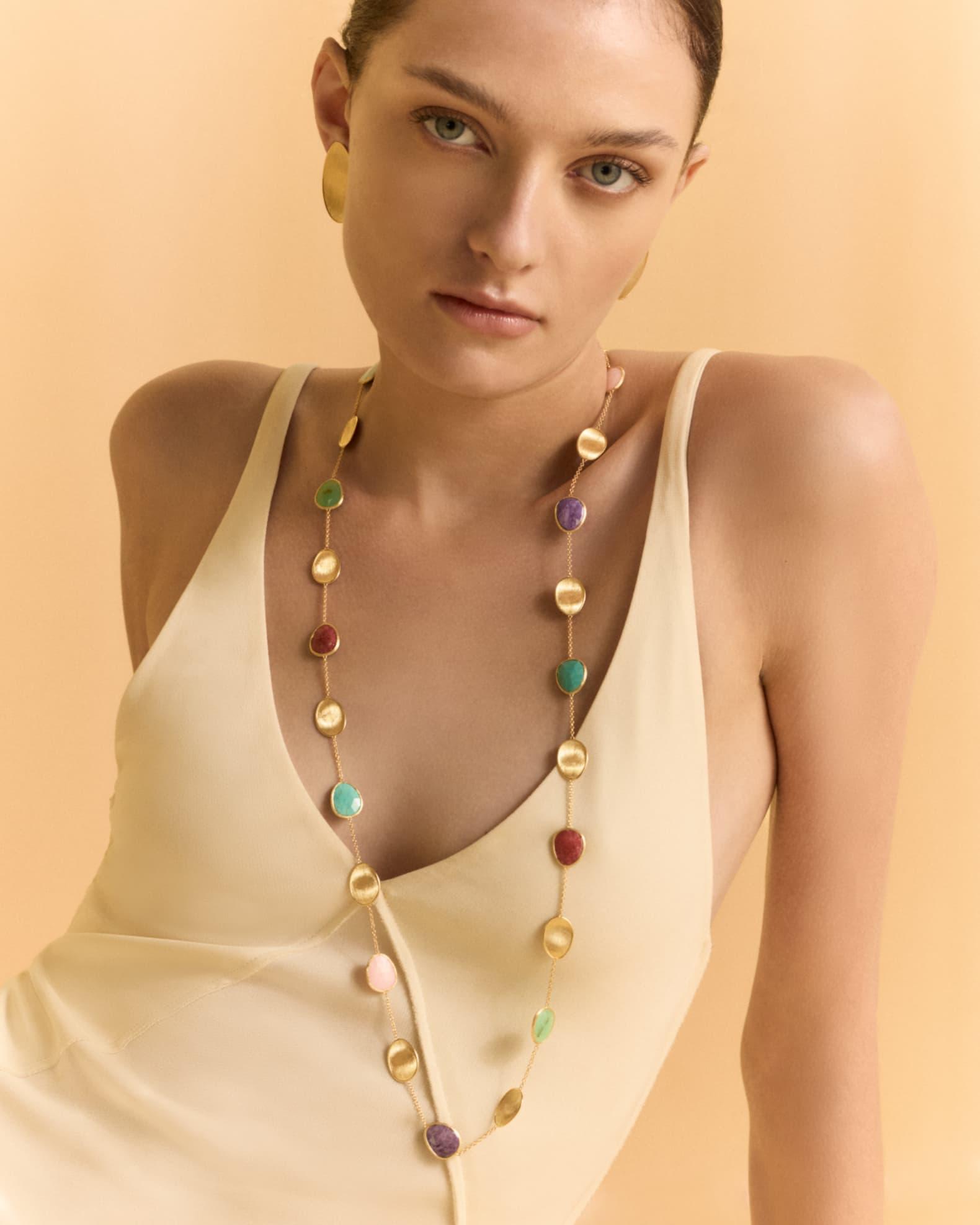 Lunaria 18K Yellow Gold Necklace with Mixed Stones Product Image