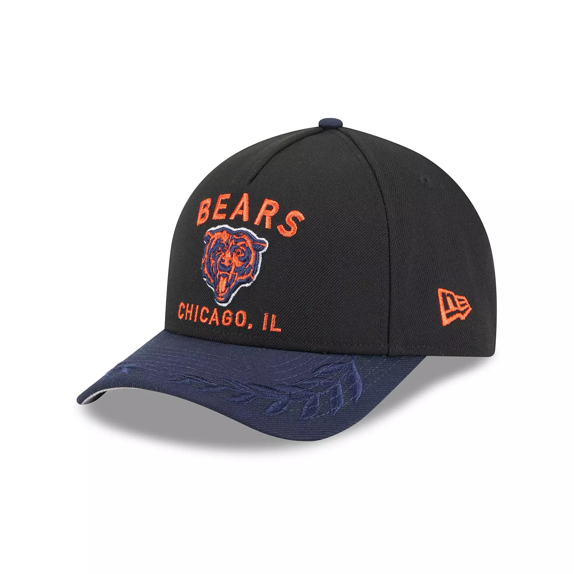 Men's New Era Black/Navy Chicago Bears 2025 NFL Draft 9FORTY A-Frame M-Crown Adjustable Hat Product Image