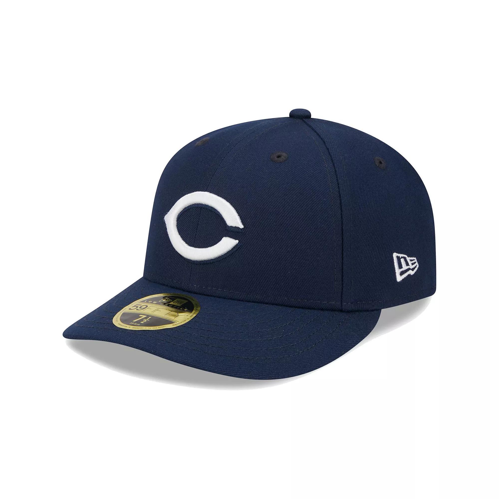 Men's New Era Navy Cincinnati Reds Oceanside Low Profile 59FIFTY Fitted Hat, Size: 7, Red Blue Product Image