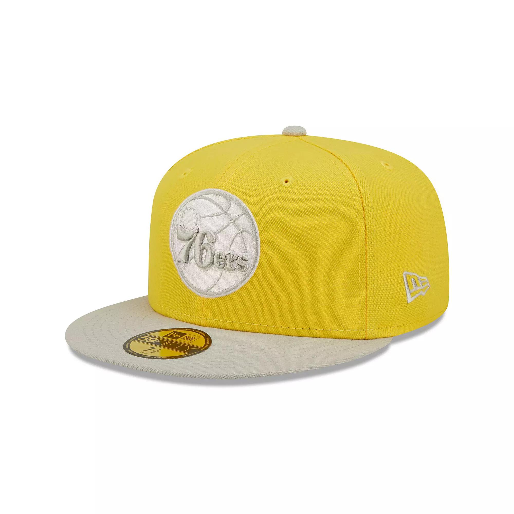 Men's New Era Yellow/Gray Philadelphia 76ers Color Pack 59FIFTY Fitted Hat,  Product Image