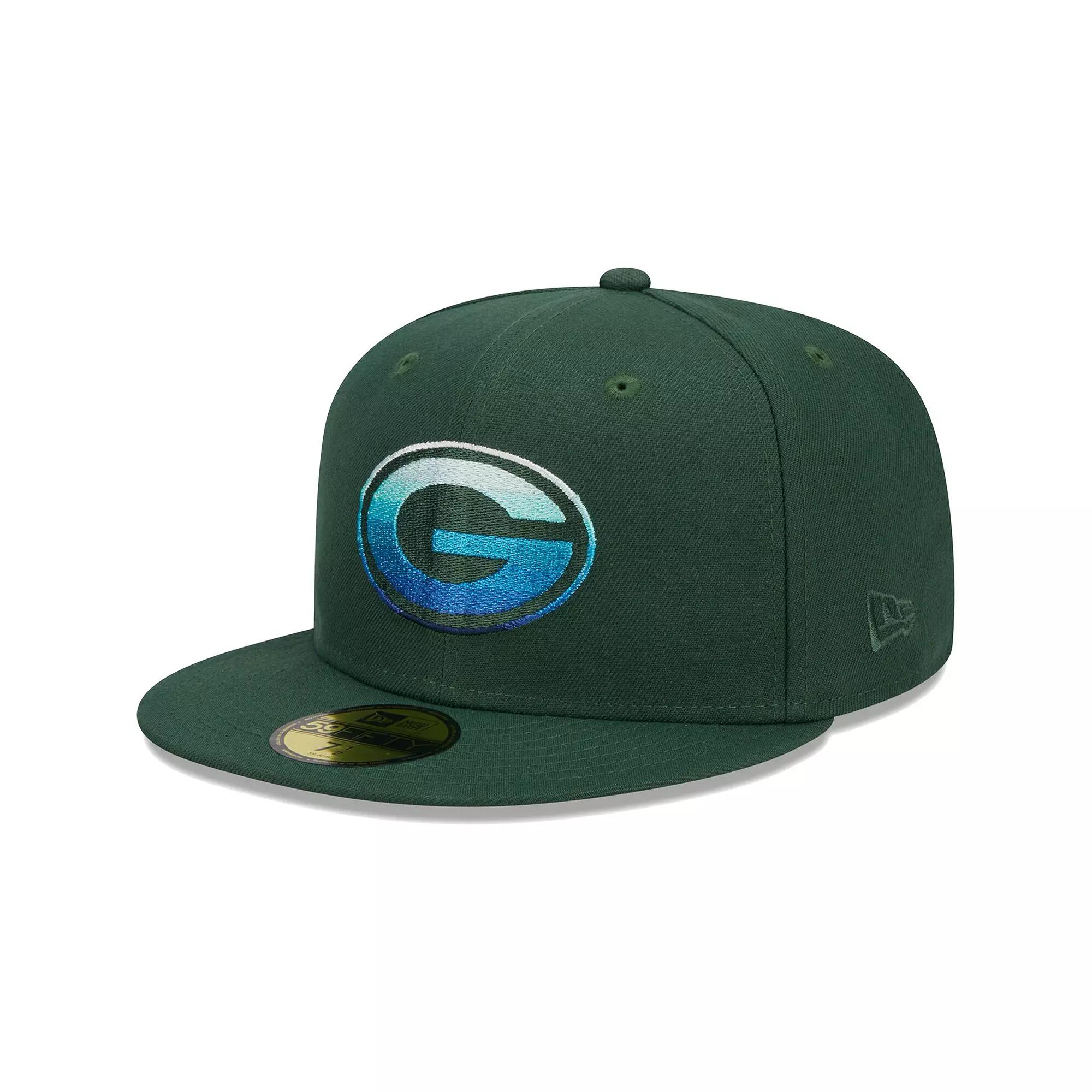 Men's New Era Green Green Bay Packers Gradient 59FIFTY Fitted Hat,  Product Image