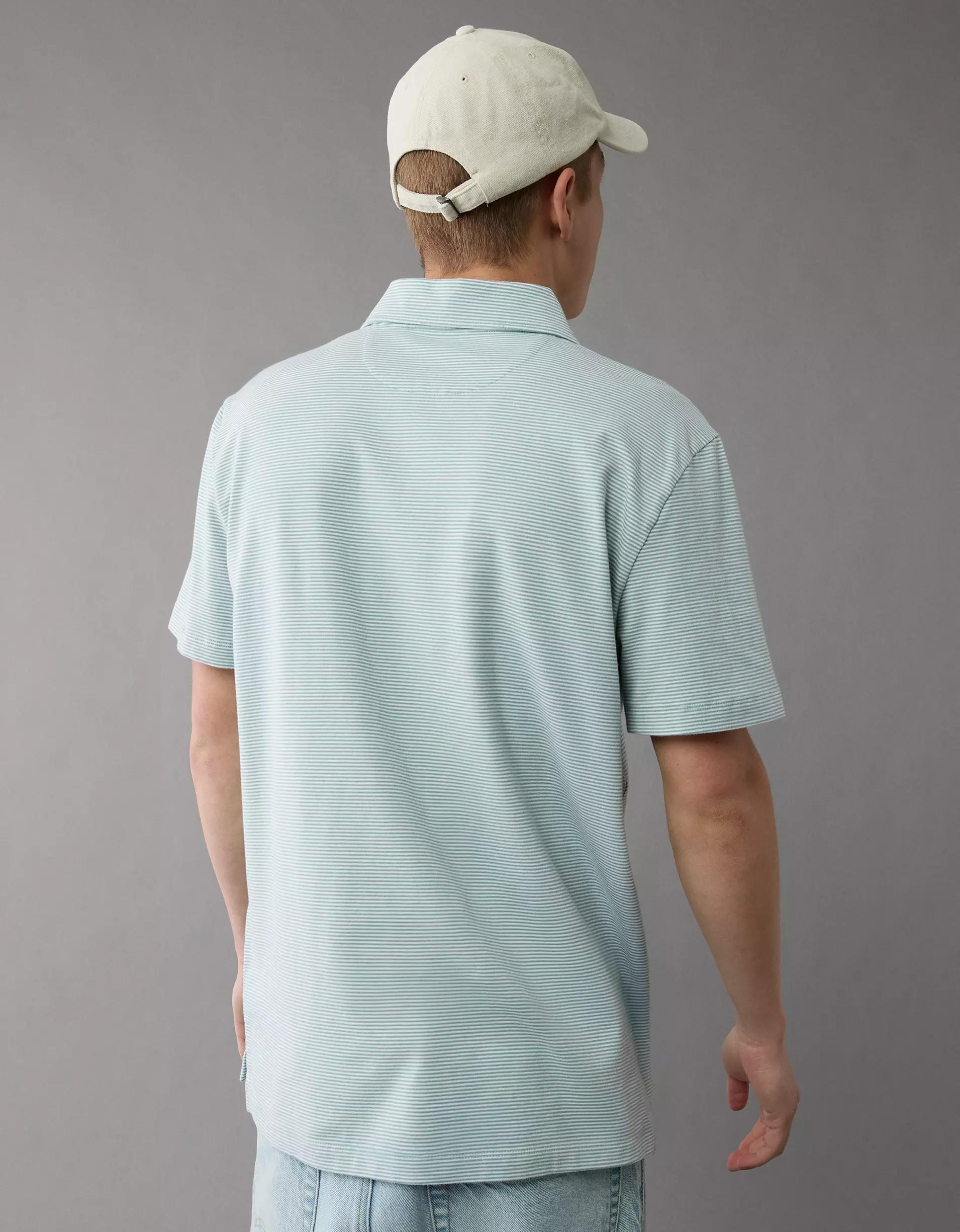 AE 24/7 Club Logo Striped Polo Shirt Product Image