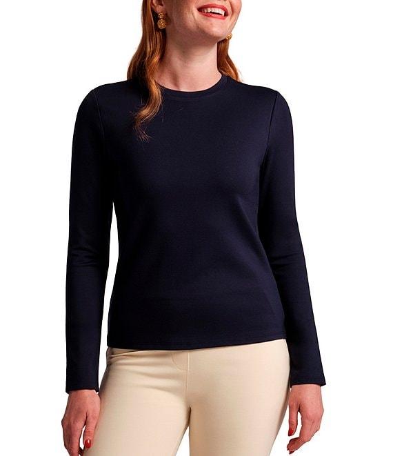 FRANCES VALENTINE Stretch Knit Crew Neck Long Sleeve Ballet Top Product Image