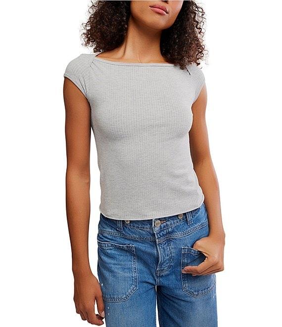Free People So Soft Seamless Boat Neck Cap Sleeve Modal Tee Product Image