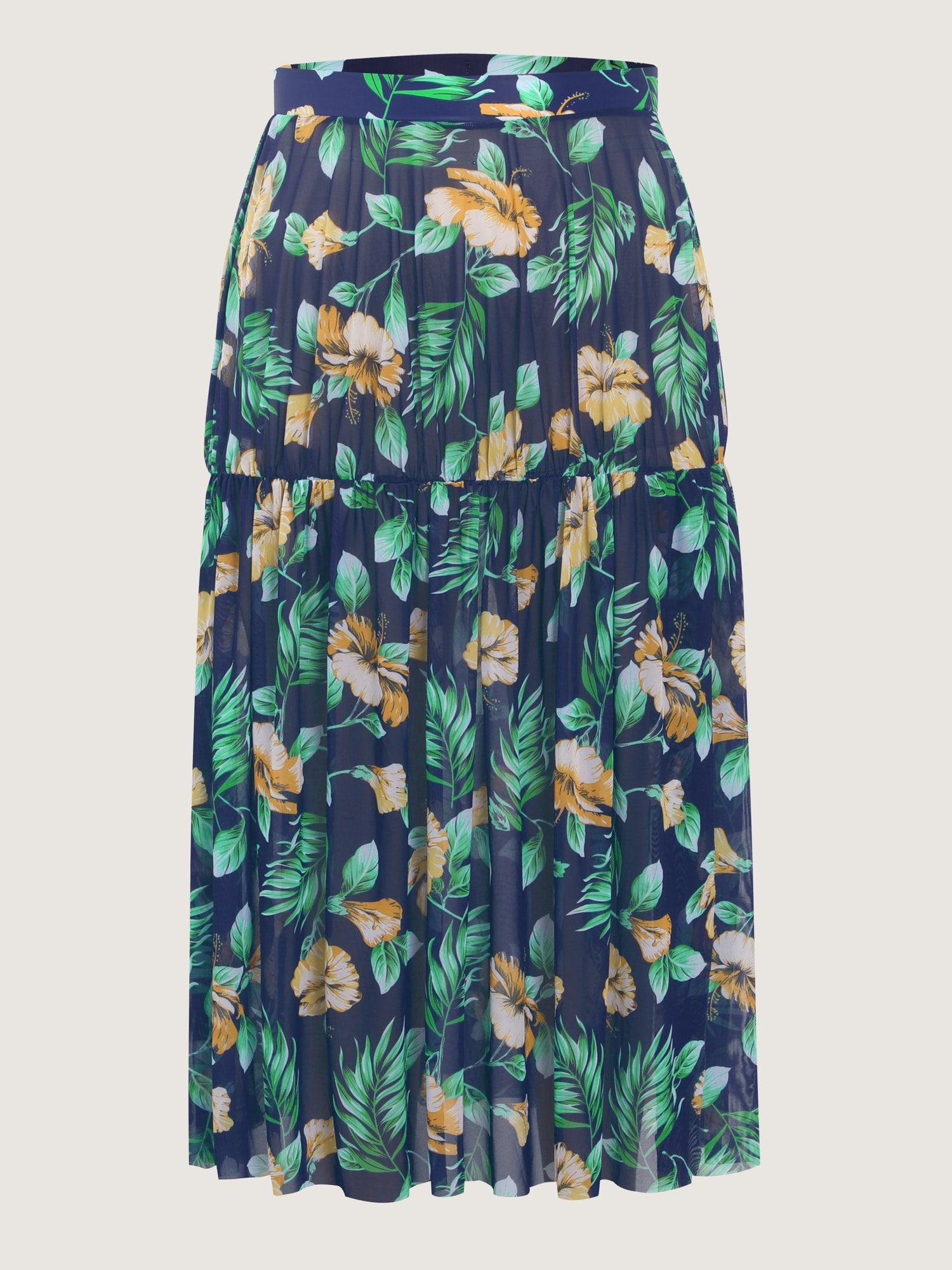Tropical Print One Piece Swimsuit Sarong Set Female Product Image