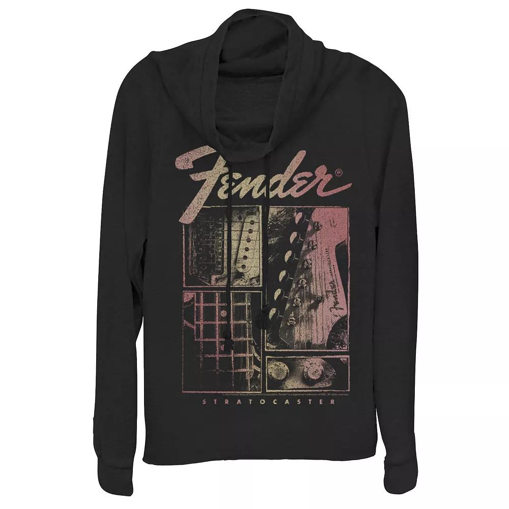 Juniors' Fender Stratocaster Panels Cowlneck Graphic Lightweight Long Sleeve, Girl's,  Product Image