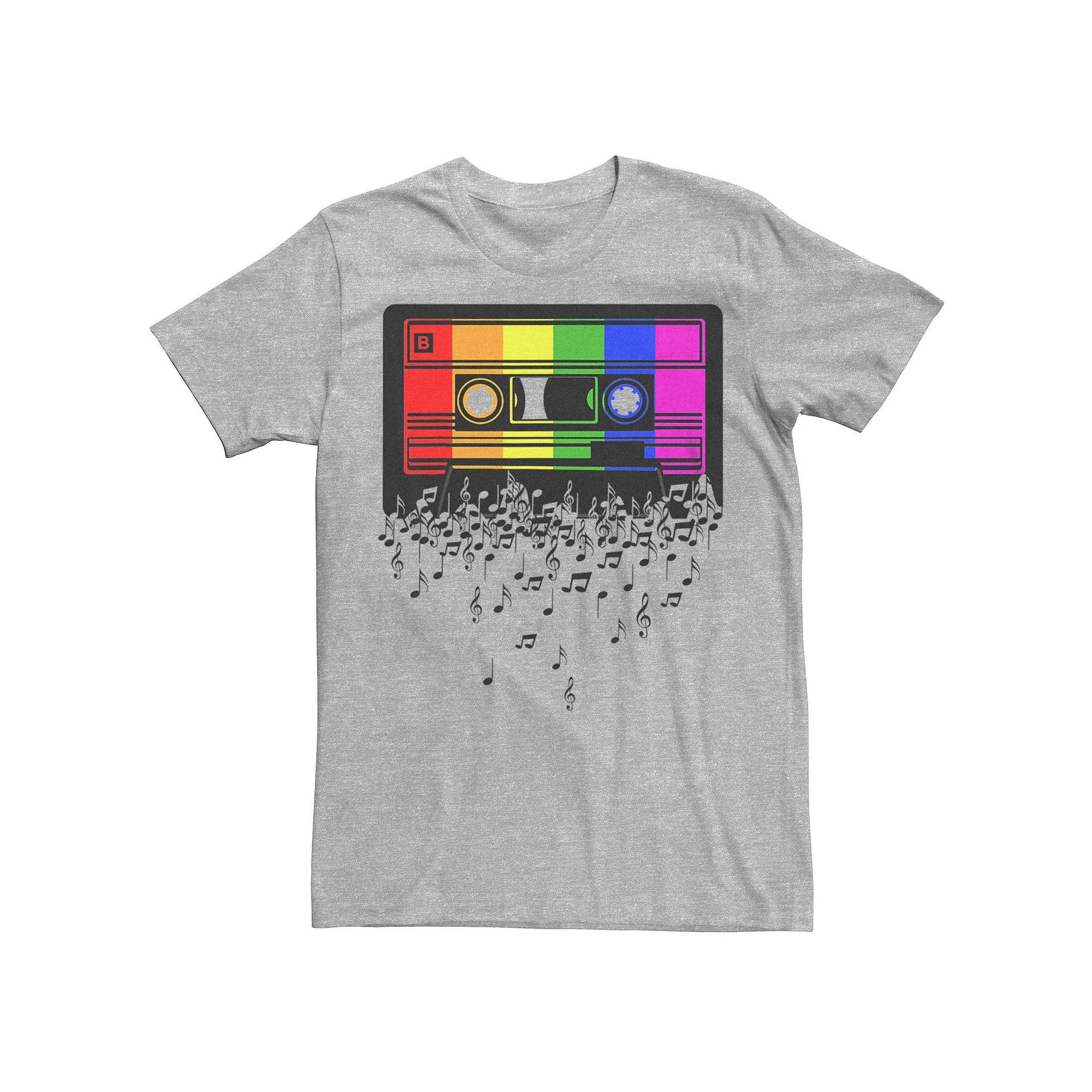 Men's Pride Rainbow Flag Music Note Cassette Graphic Tee,  Product Image