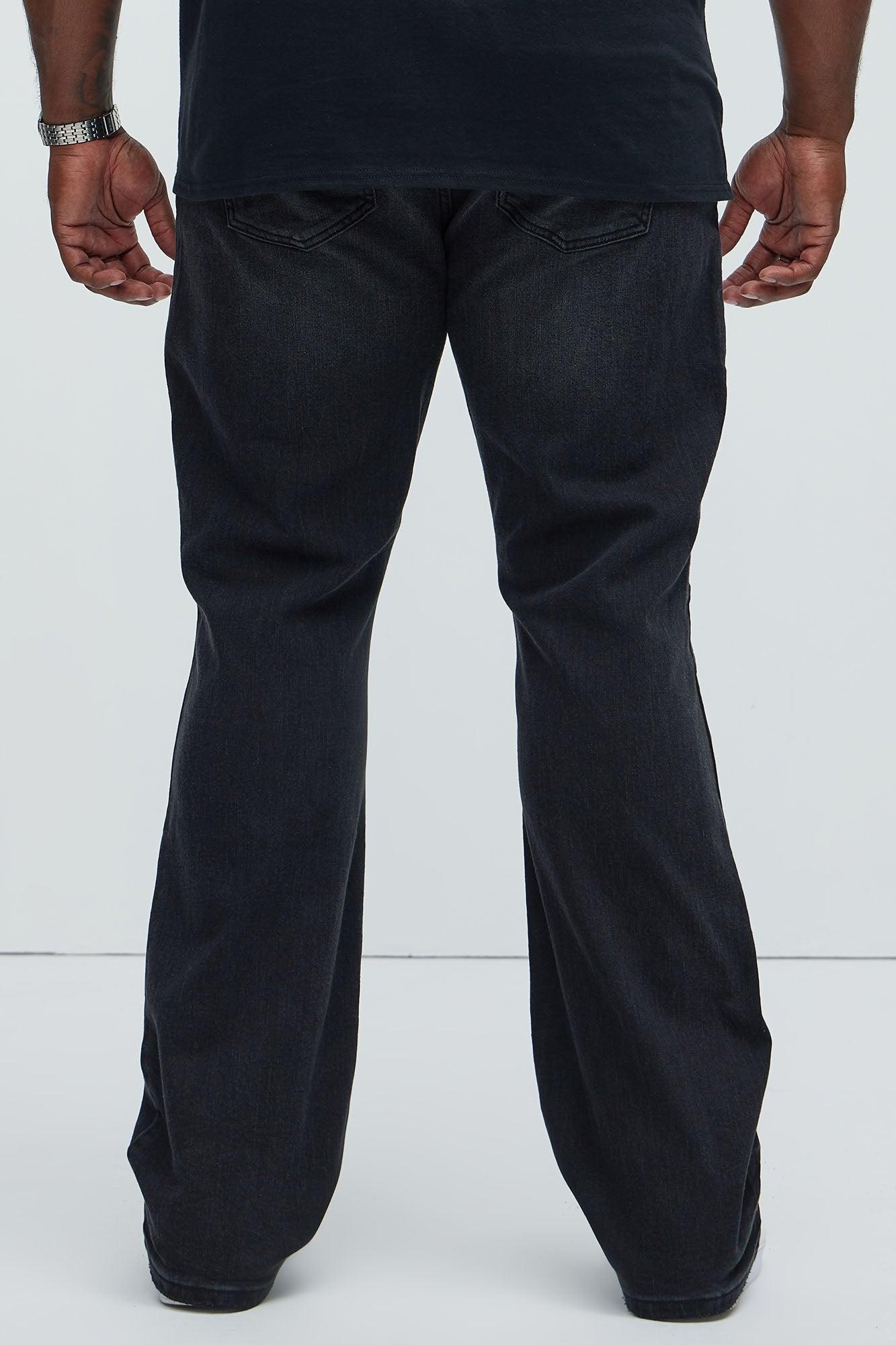 Gabriel Stacked Slim Flare Jeans - Black Wash Product Image