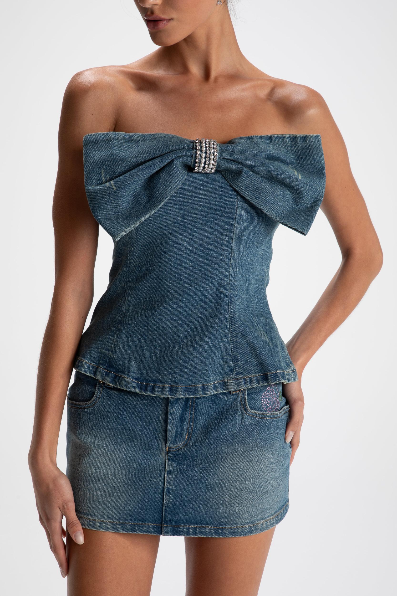 Kate Denim Tube Top (Final Sale) Product Image