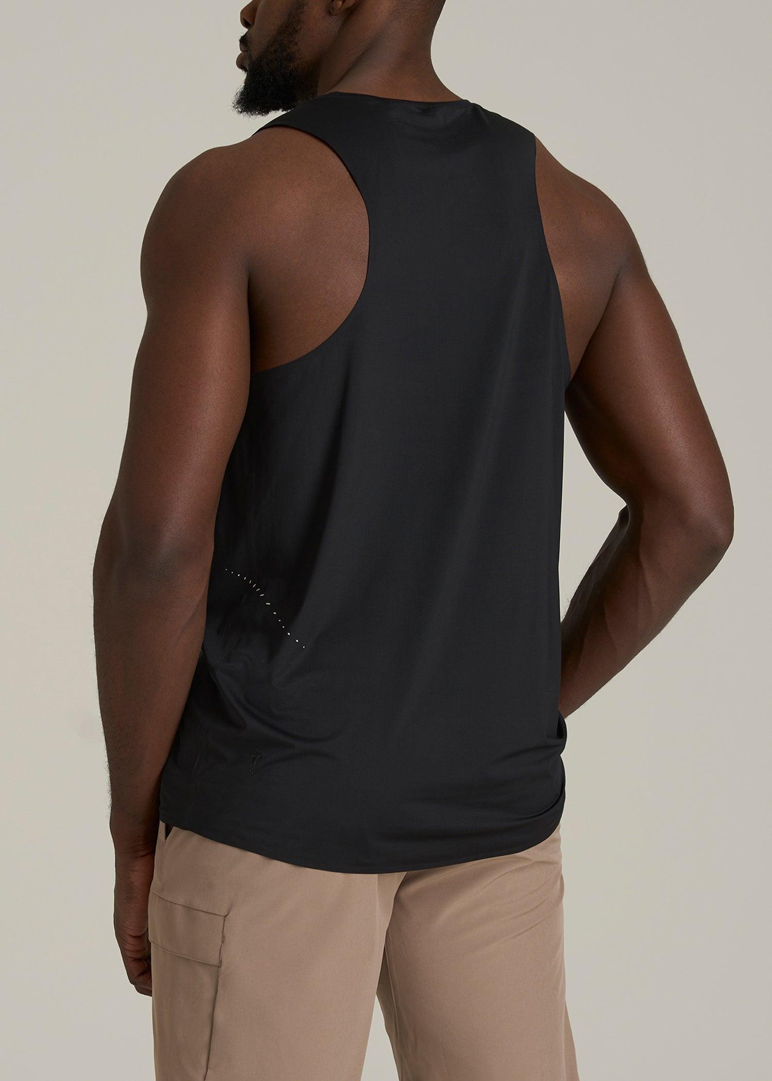 Perforated Training Singlet for Tall Men in Black Product Image