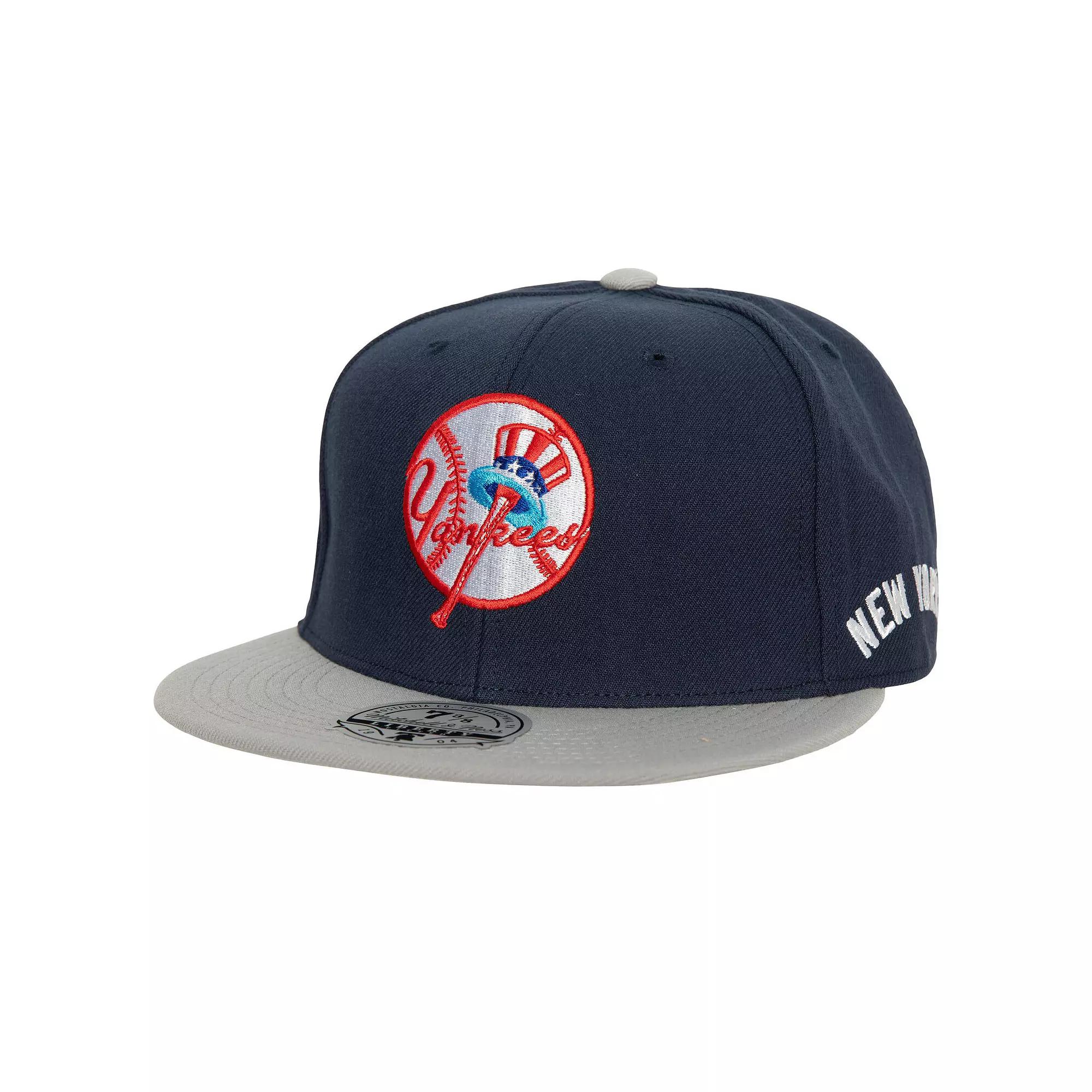Men's Mitchell & Ness Navy/Gray New York Yankees Bases Loaded Fitted Hat,  Product Image