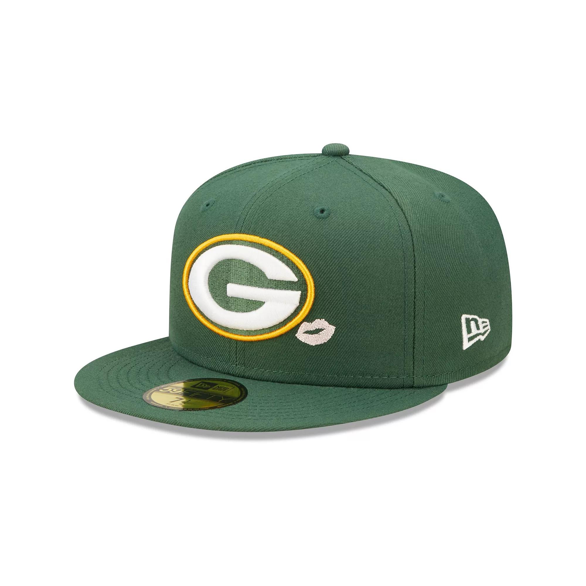 Men's New Era Green Green Bay Packers Lips 59FIFTY Fitted Hat,  Product Image