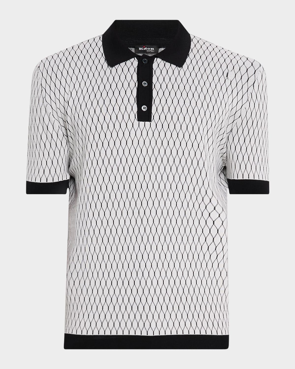 Men's Honeycomb Short-Sleeve Polo Sweater Product Image