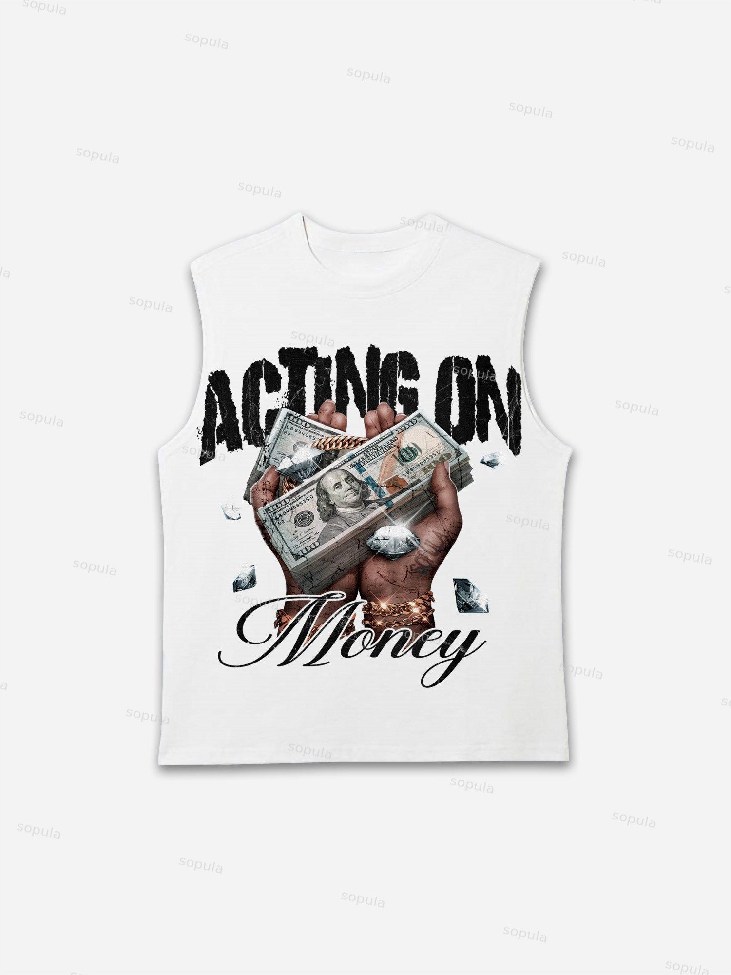 In God We Trust, In Cash We Move Vintage Graphic Sleeveless Shirts Tank Top Product Image