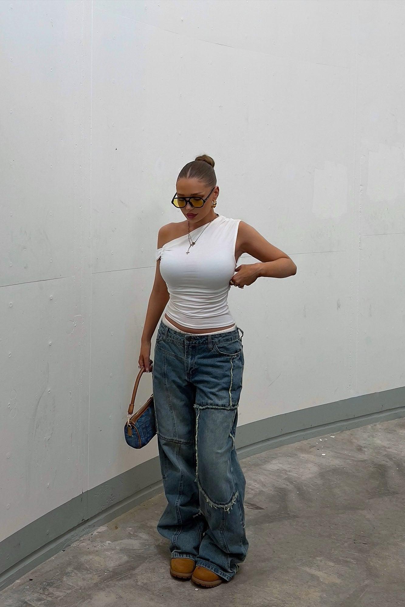 Bianca One Shoulder Top - White Product Image