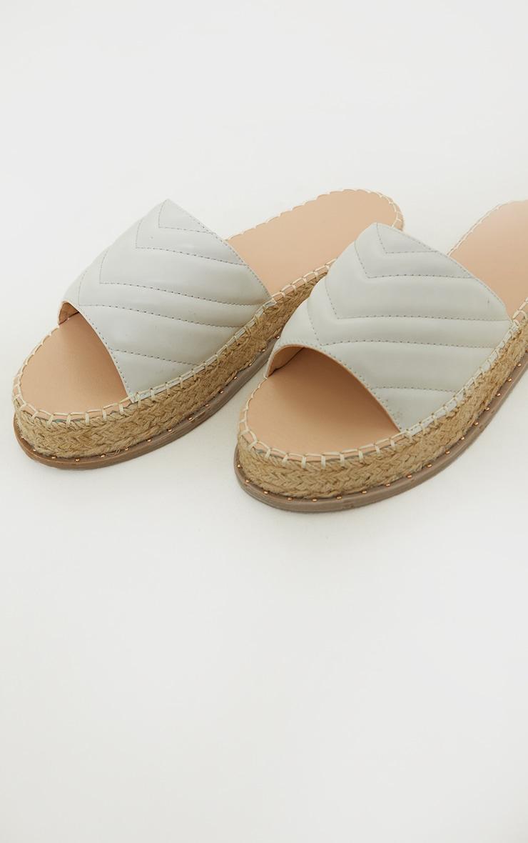 White Quilted Mule Flatform Espadrille Sandals Product Image