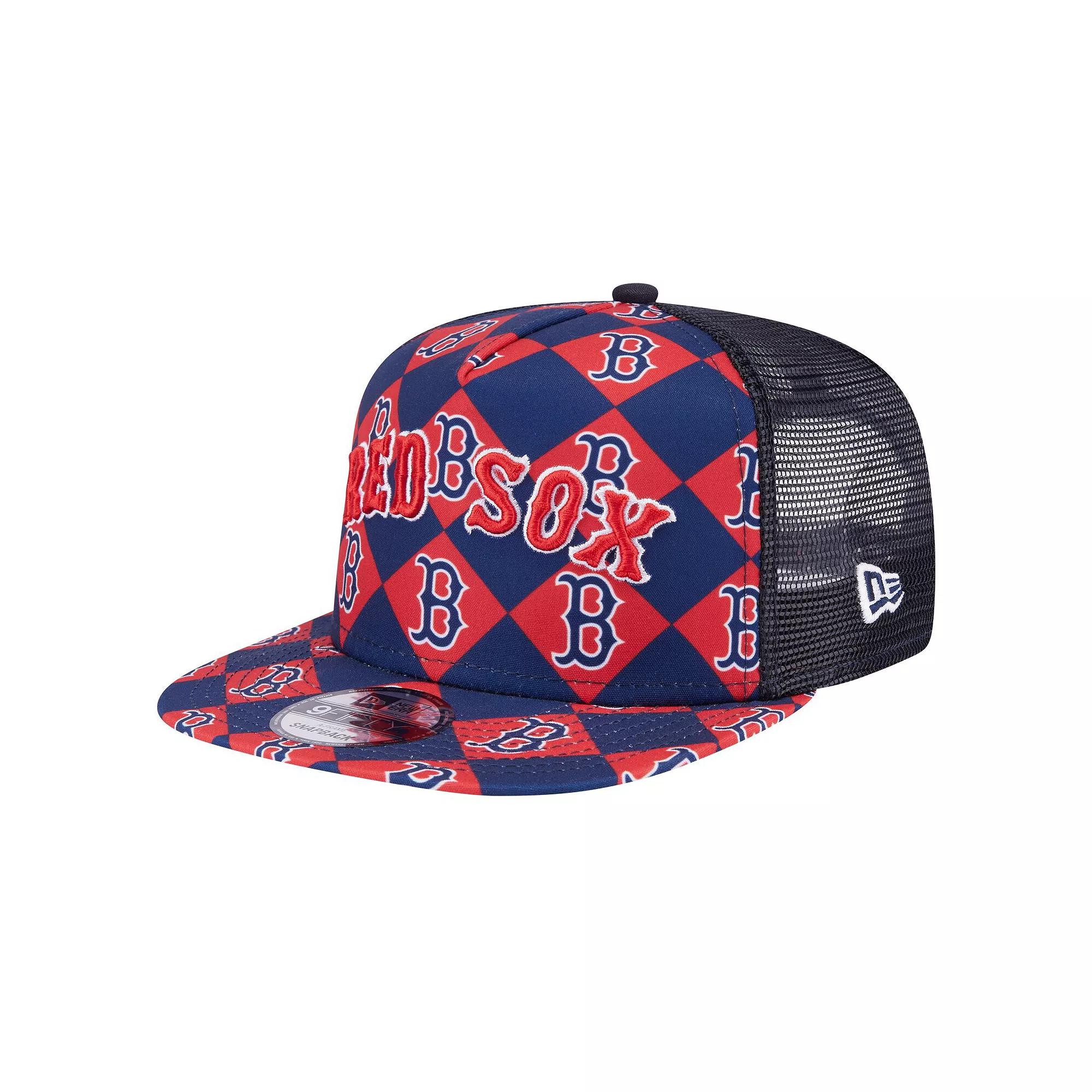 Men's New Era Navy Boston Red Sox Seeing Diamonds A-Frame Trucker 9FIFTY Snapback Hat, Blue Product Image
