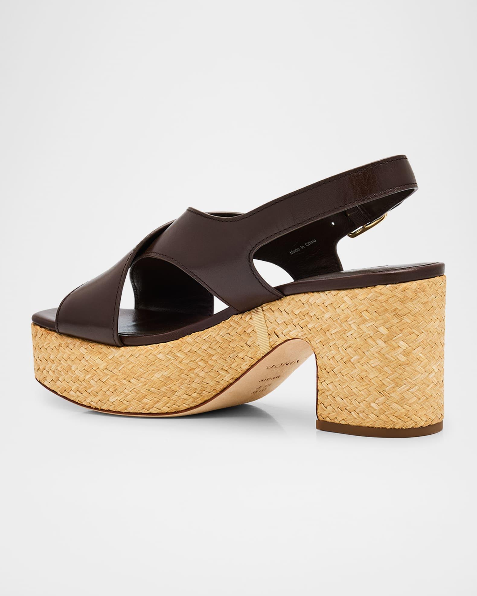 Clementina Leather Crisscross Platform Sandals Product Image