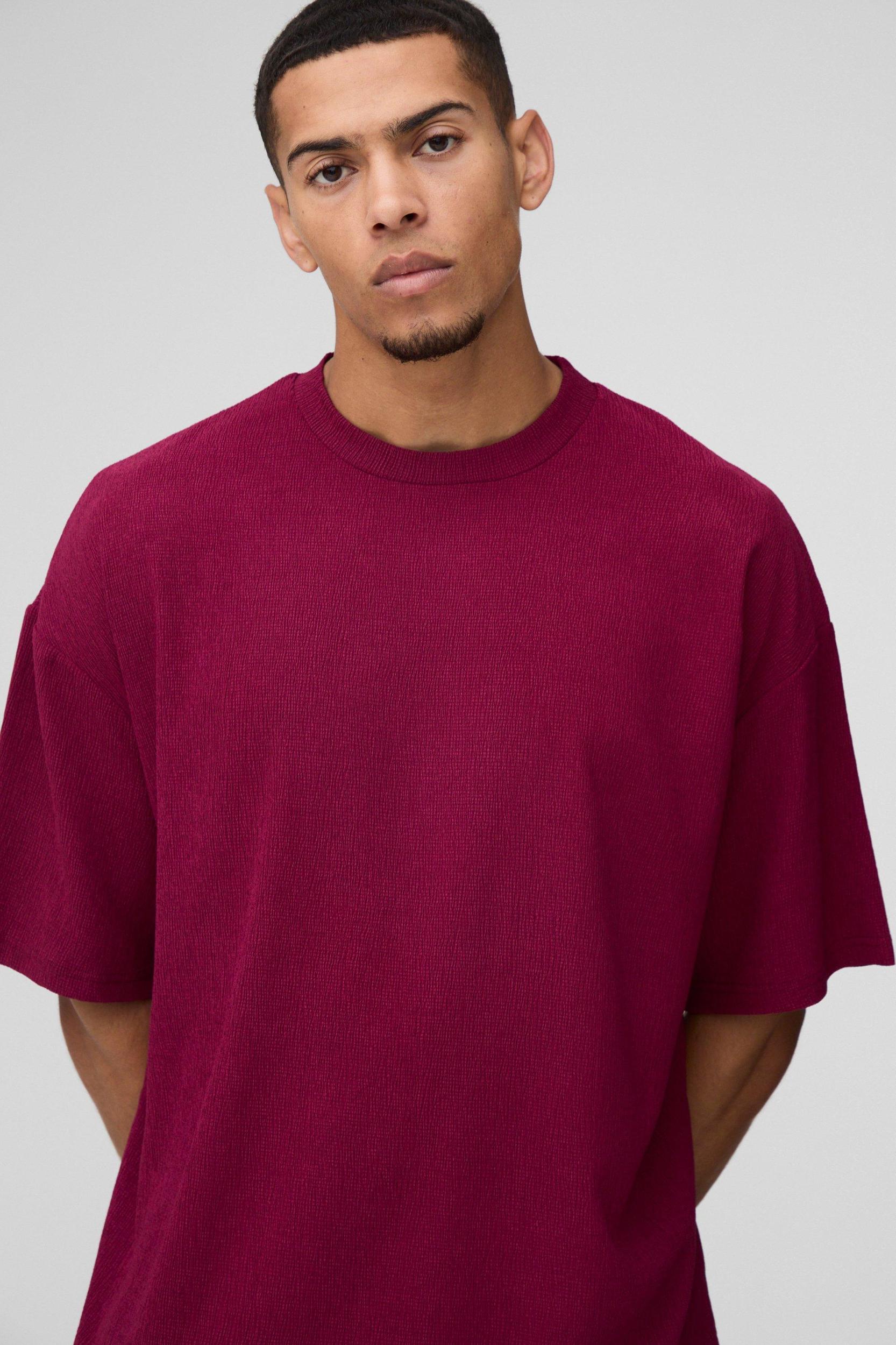 Oversized Textured T-Shirt | boohooMAN USA Product Image