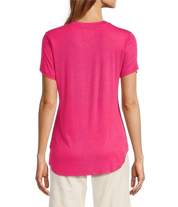Every Crew Neck Ribbed Short Sleeve Shirttail Hem Tee Shirt Product Image