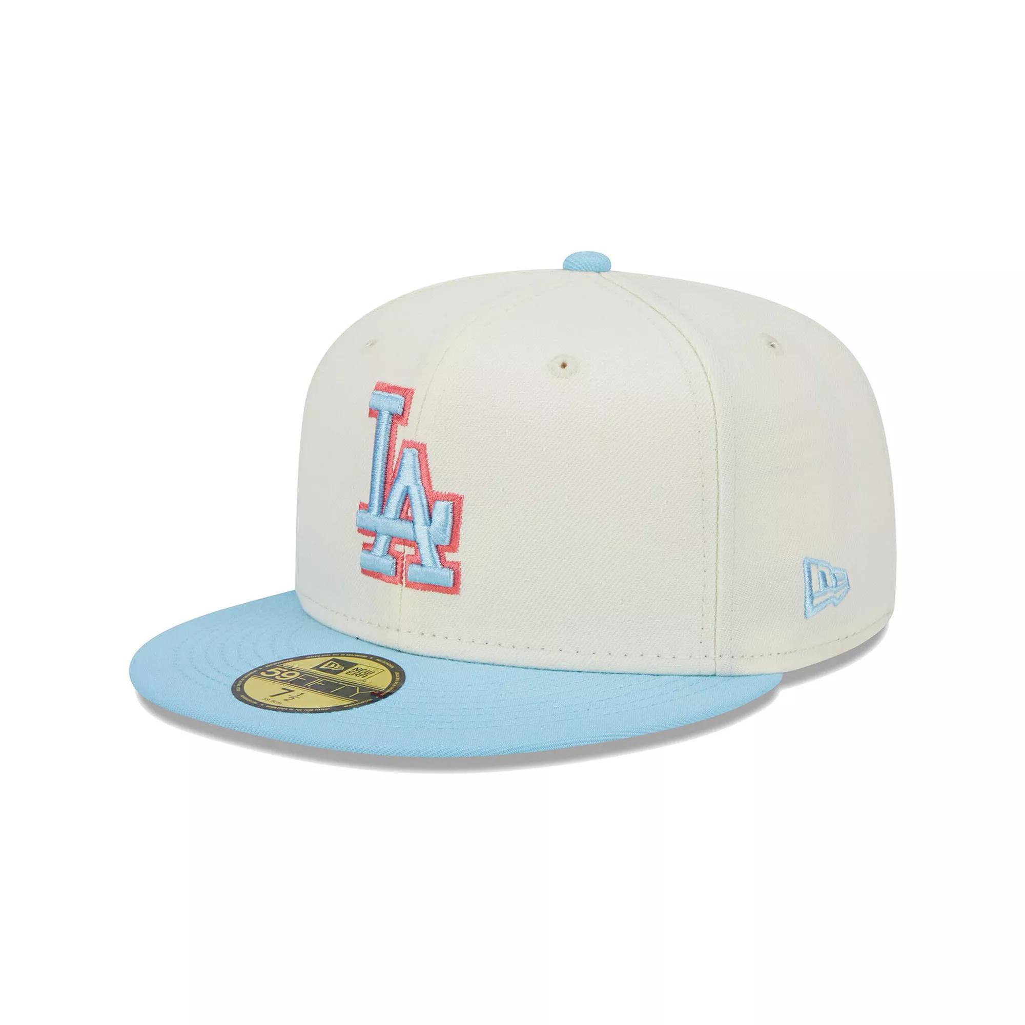 Men's New Era Cream/Light Blue Los Angeles Dodgers Spring Color Two-Tone 59FIFTY Fitted Hat, Size: 8, Beige Product Image