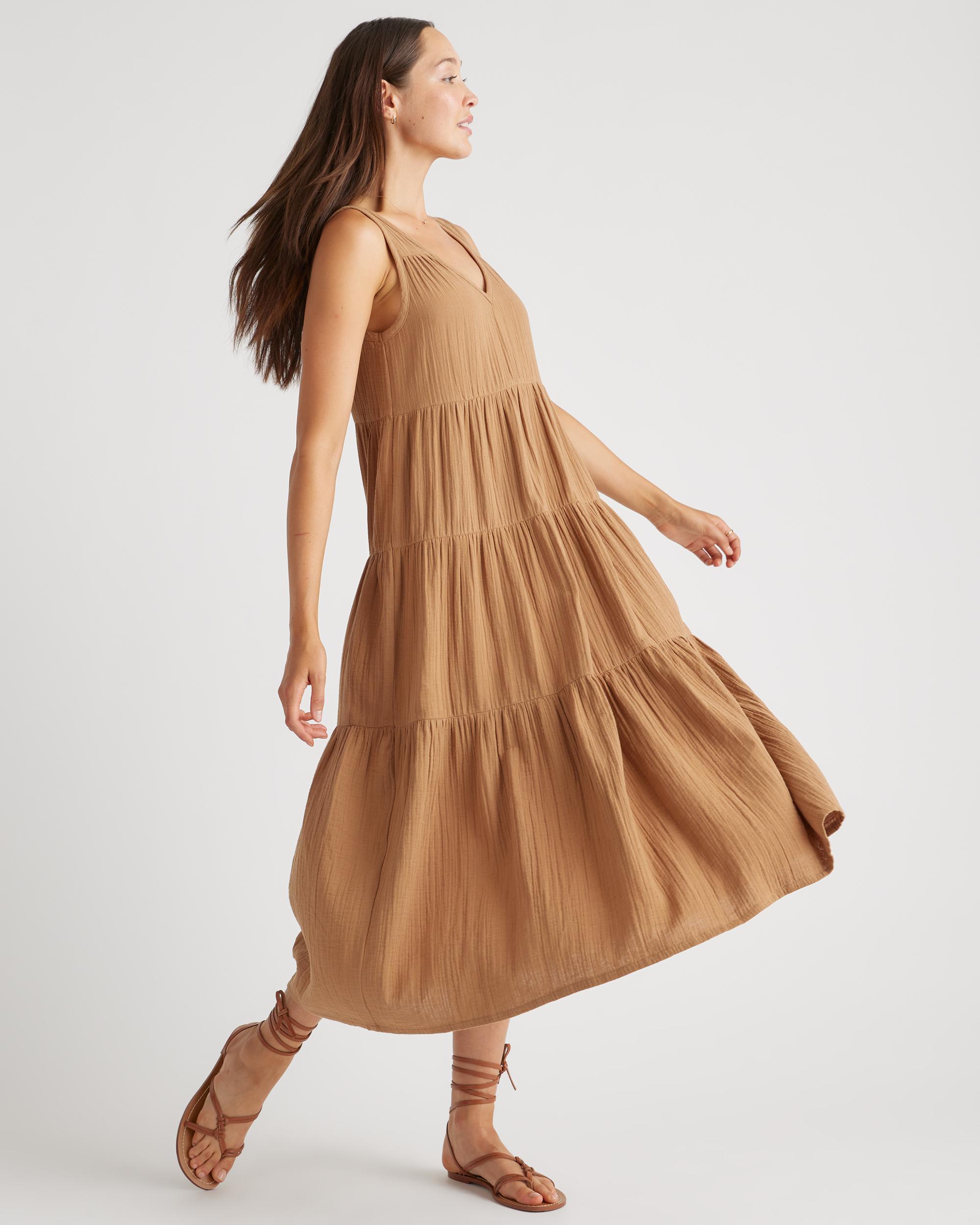 Quince | Women's Gauze Tiered Maxi Dress Organic Cotton Product Image