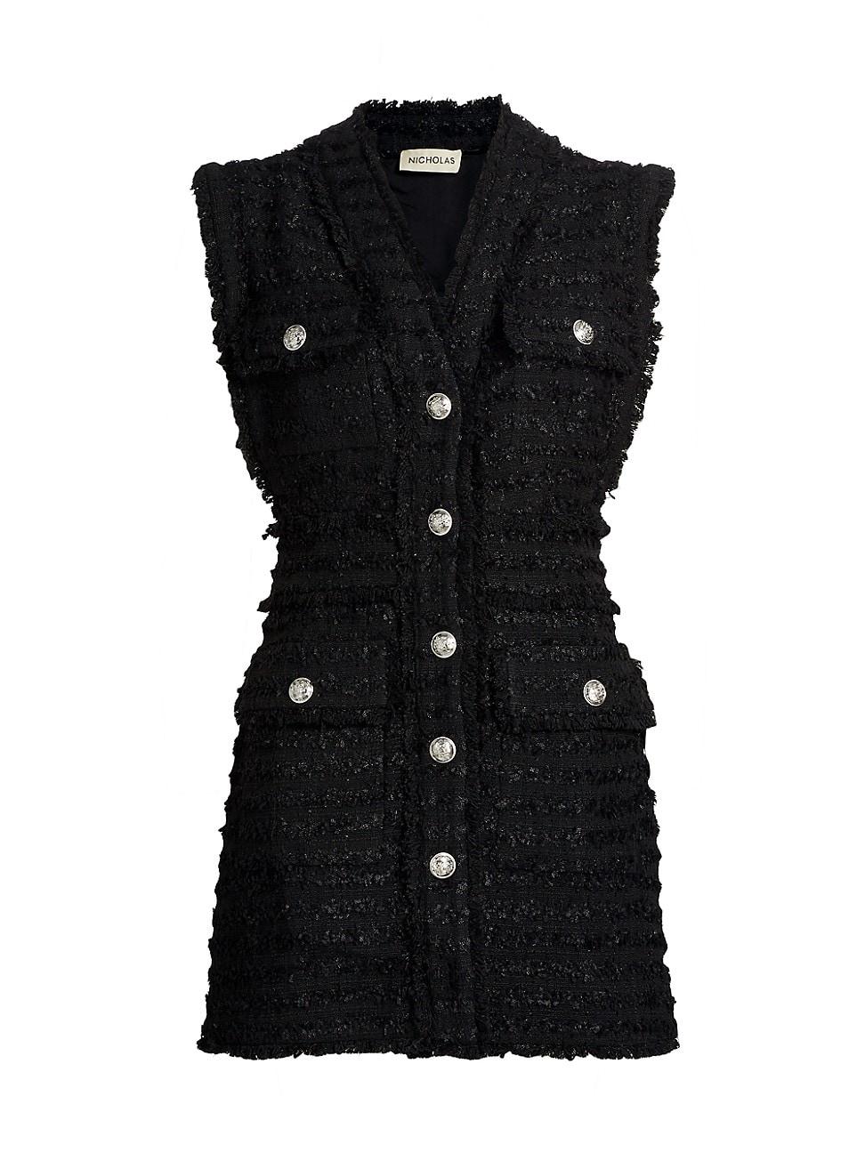 Womens Sylvia Fringed Tweed Minidress Product Image