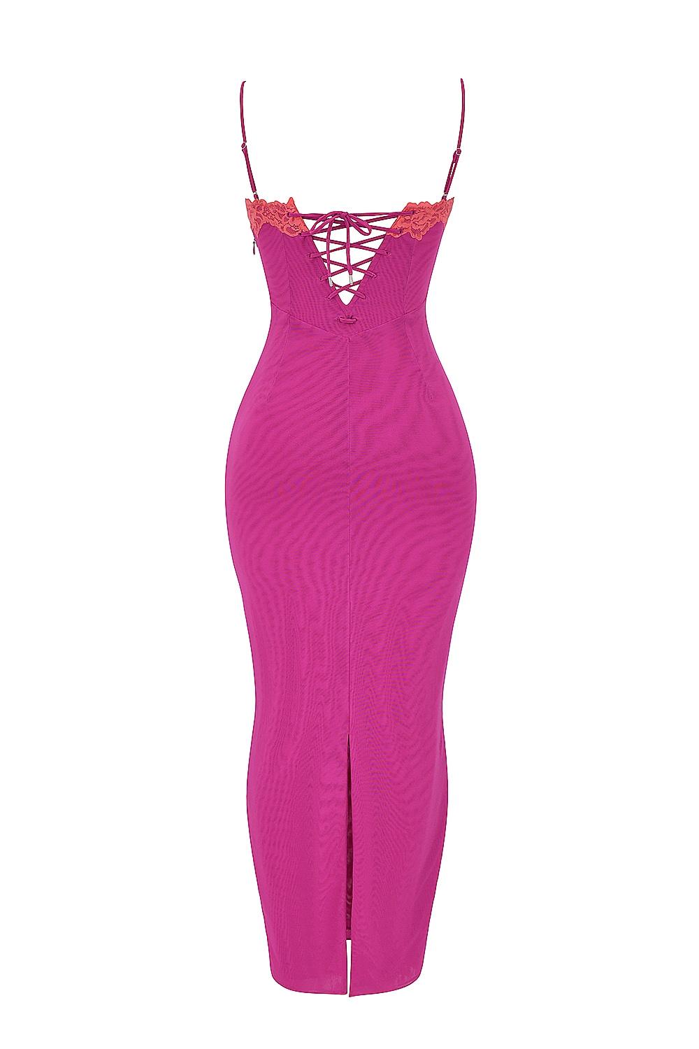 Aiza  raspberry lace trimmed maxi dress Product Image