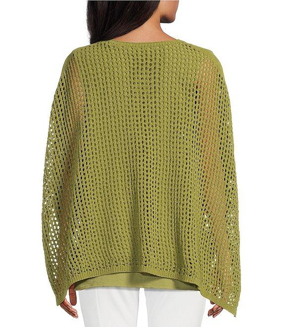 Slim Factor by Investments Morgan Boat Neck 3/4 Sleeve Lined Crochet Twofer Top Product Image
