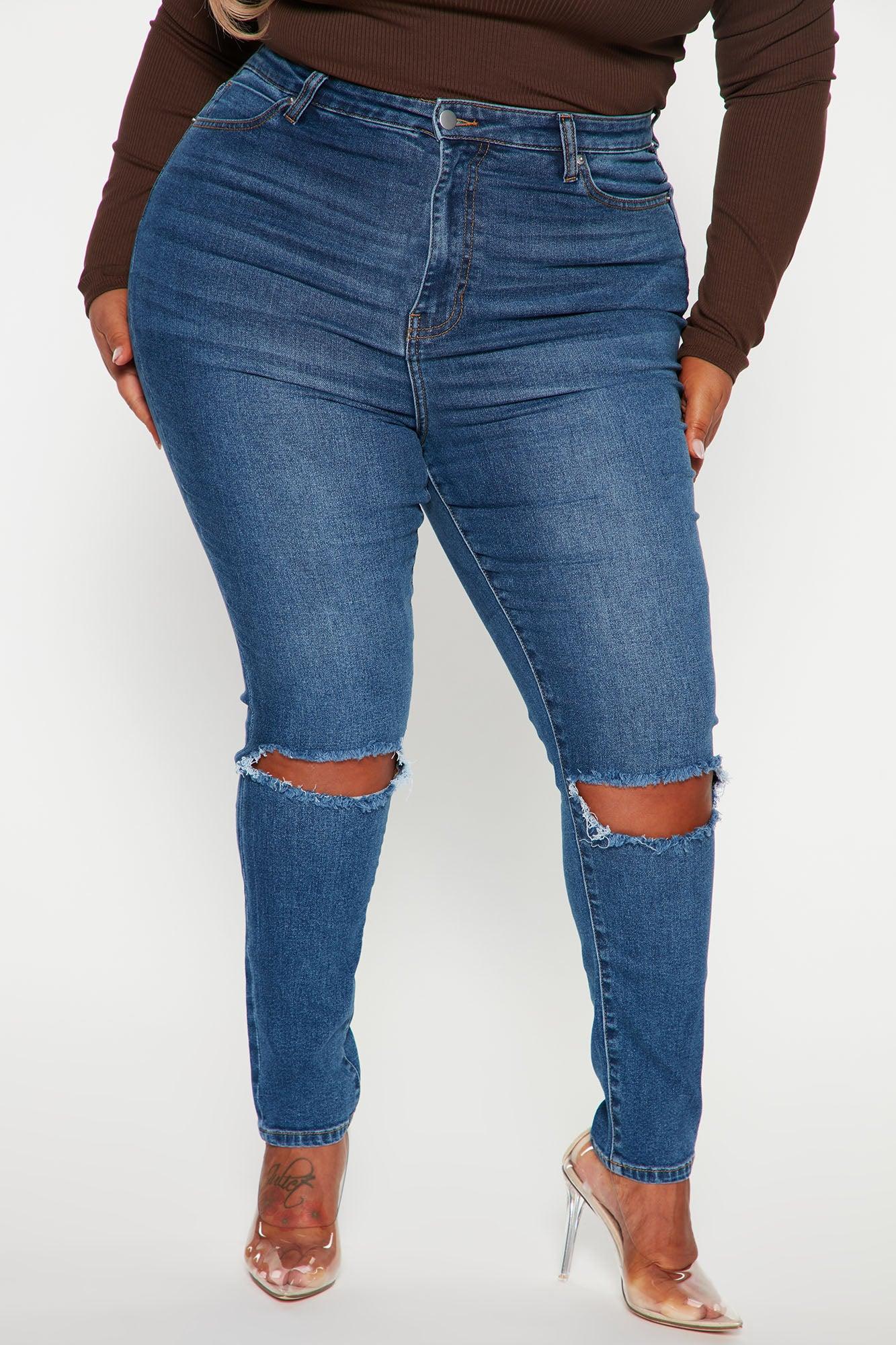Lots Of Love Ripped Skinny Jeans - Dark Wash Product Image